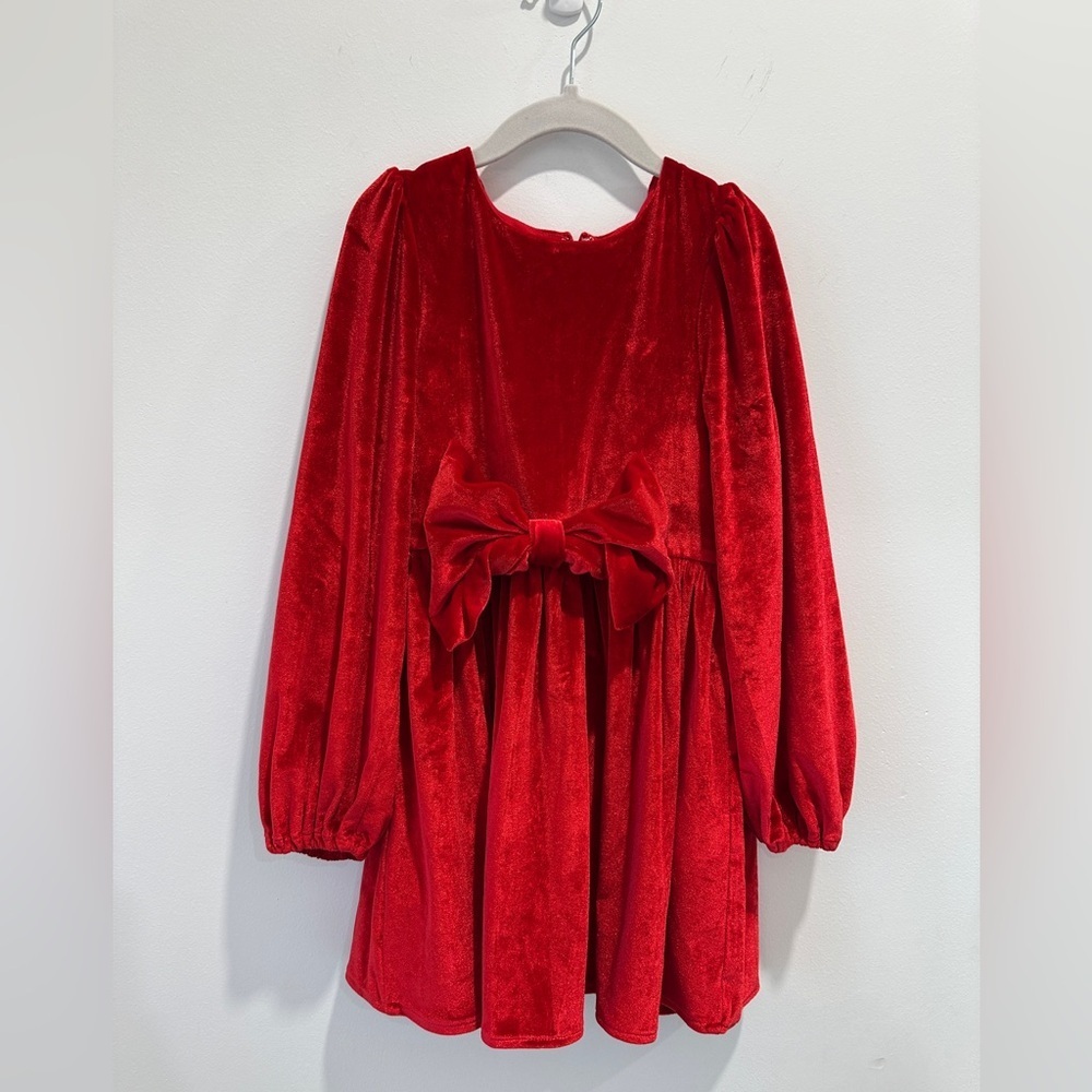 Bardot Junior Vibrant Red Velvet Dress size 6 year old